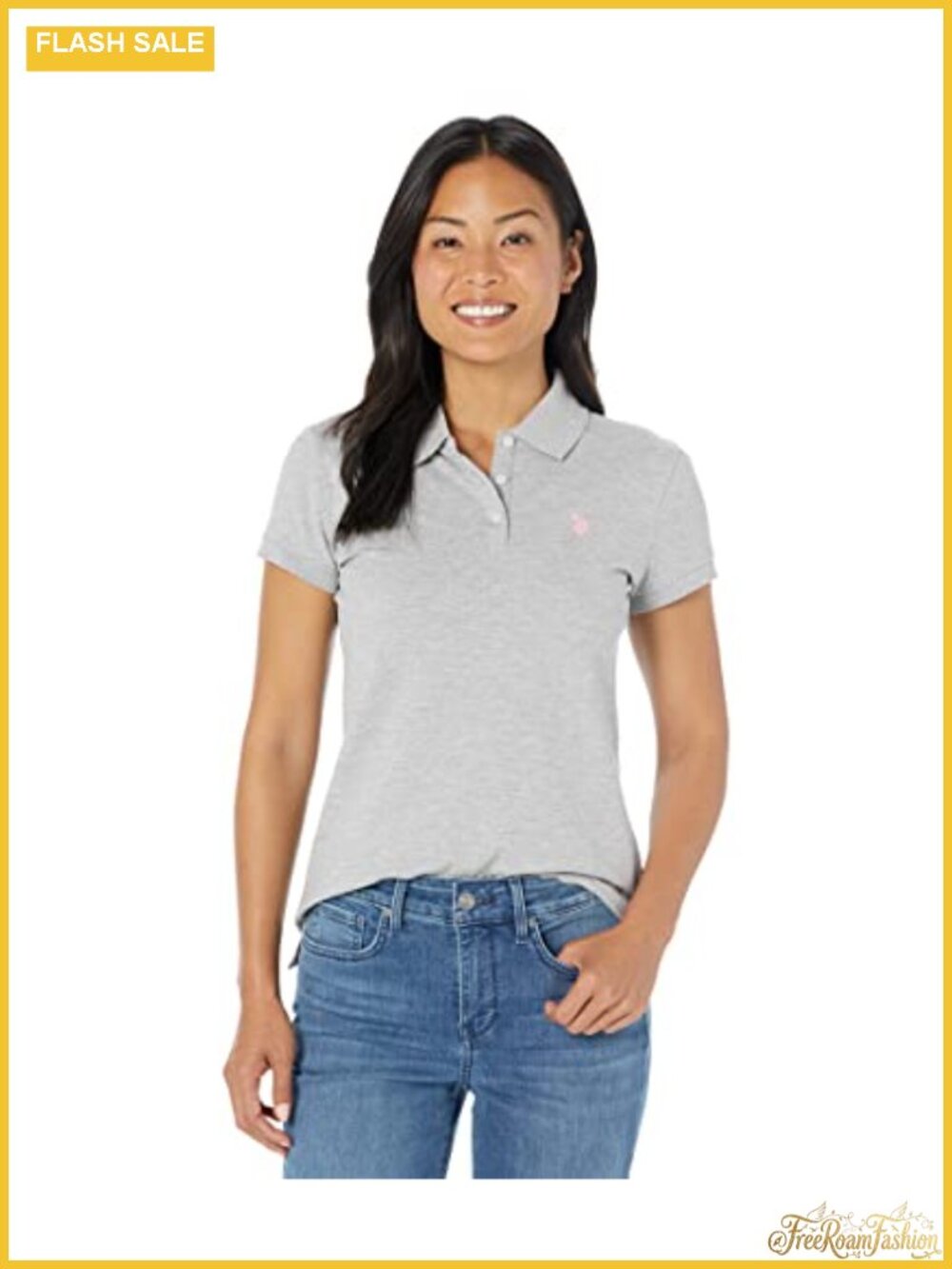 Womens Short Sleeve Pique Polo Shirt Collared Classic Fit Side Vents